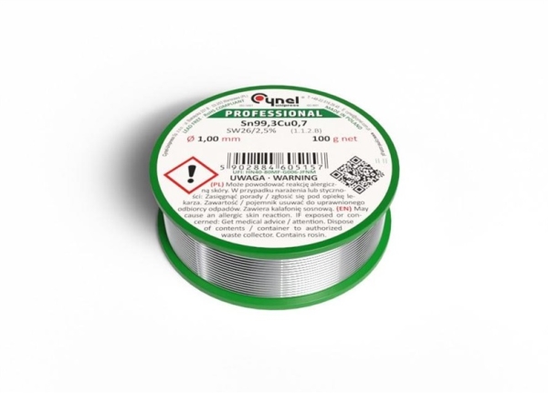 Cynel Solder Sn99.3Cu0.7-Sw26/2.5% 2Mm 100G