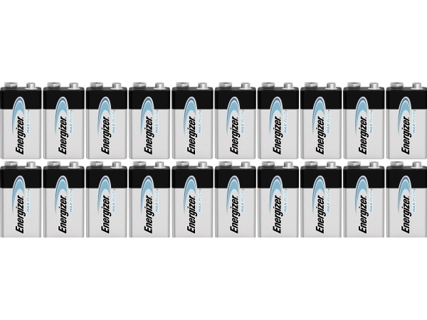 Batterier Energizer Alkaline Max Plus 9V, Pakke A 20 Stk.