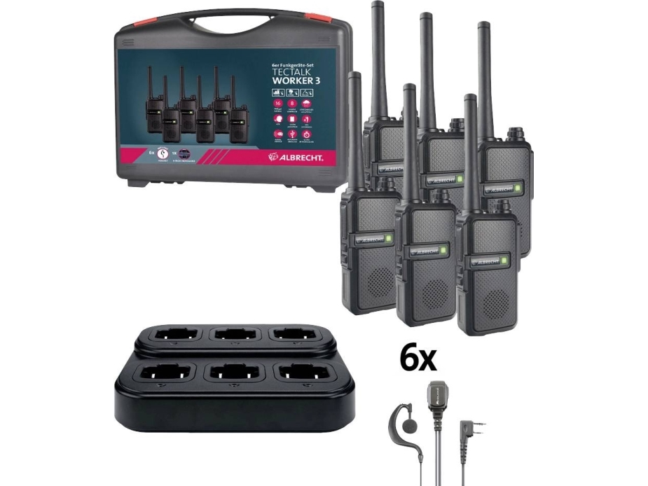 Albrecht 6-slot kuffertsæt Tectalk Worker 3 29827 PMR walkie-talkie, 6-pak (29827)