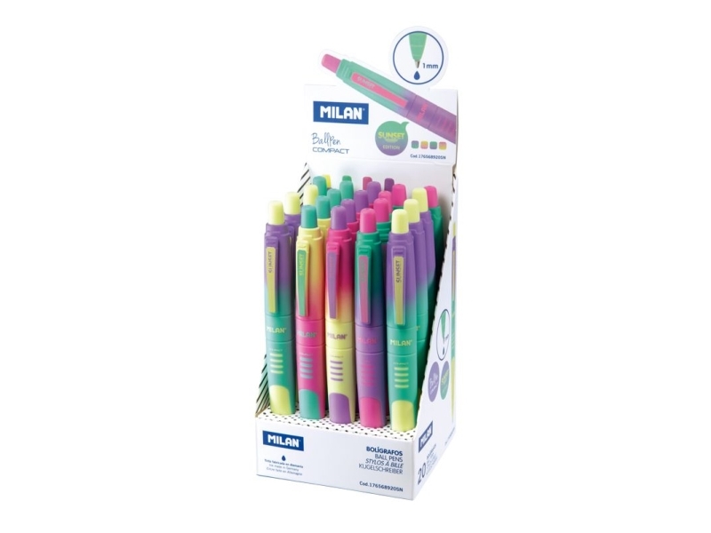 Milan 176568920Sn, Clips, Clip-On Udtrækkelig Kuglepen, Blå, 20 Stk