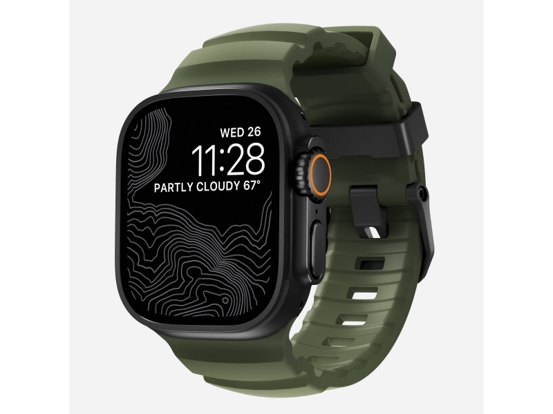 Nomad Rocky Point Band, Band, Smartwatch, Sort, Apple, Ultra / 46Mm, Læder, Titanium