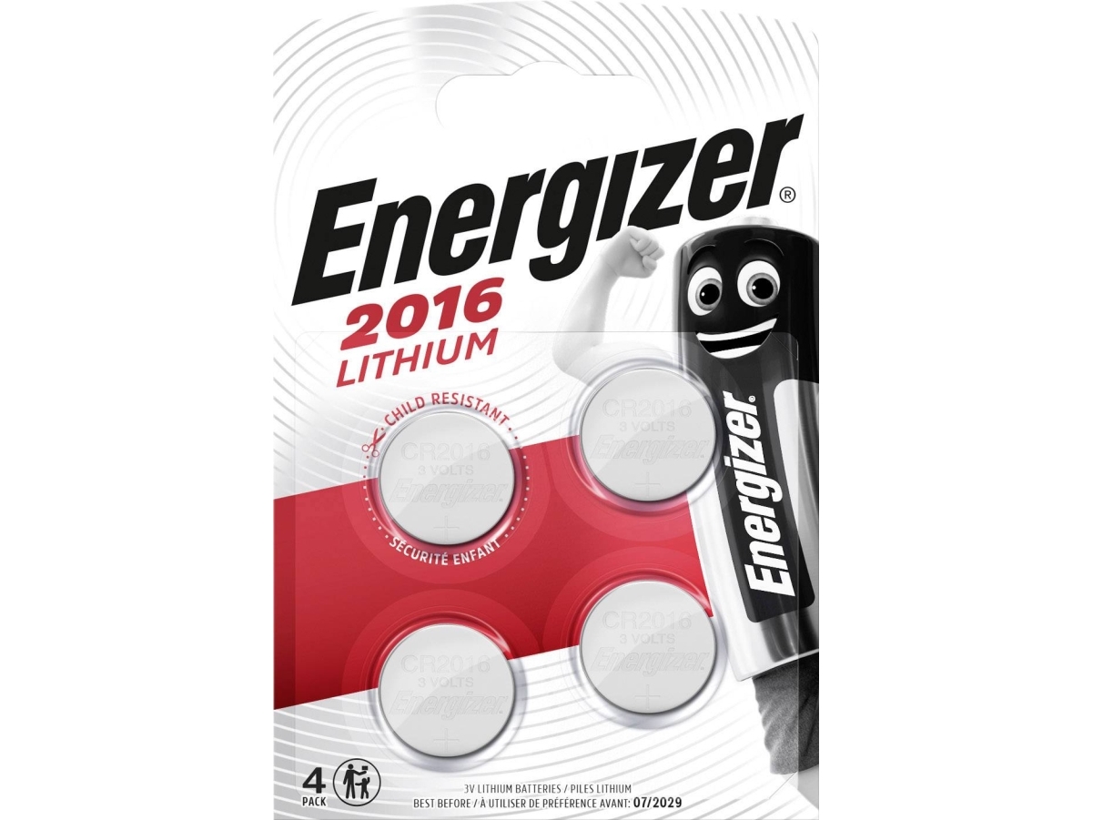 Knapcellebatteri Energizer Lithium, Cr2016, Pakke A 4 Stk