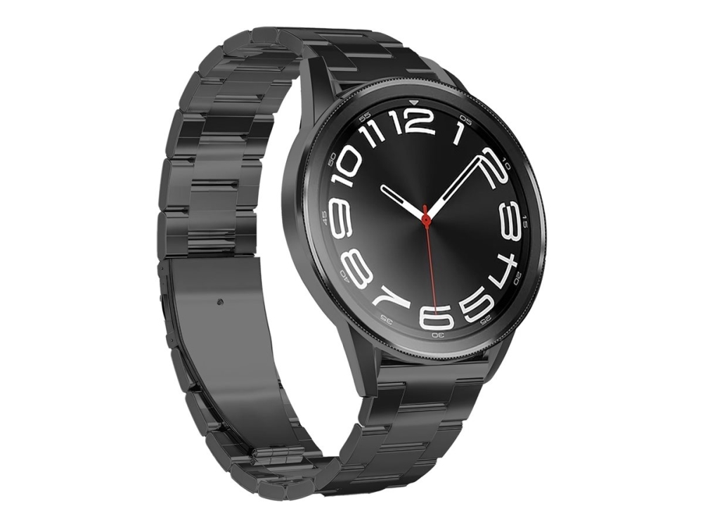 Puro Pugw6metalblk, Uhrenarmband, Samsung, Galaxy Watch 4/4 Classic/5/5 Pro/6/6 Class, Edelstahl, Edelstahl, Schwarz