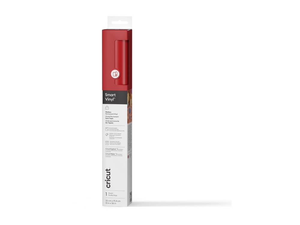 Cricut Smart Vinyl Matless Permanent - Hobbymateriale - 33 Cm X 90 Cm - Rød - Permanent - Vinyl