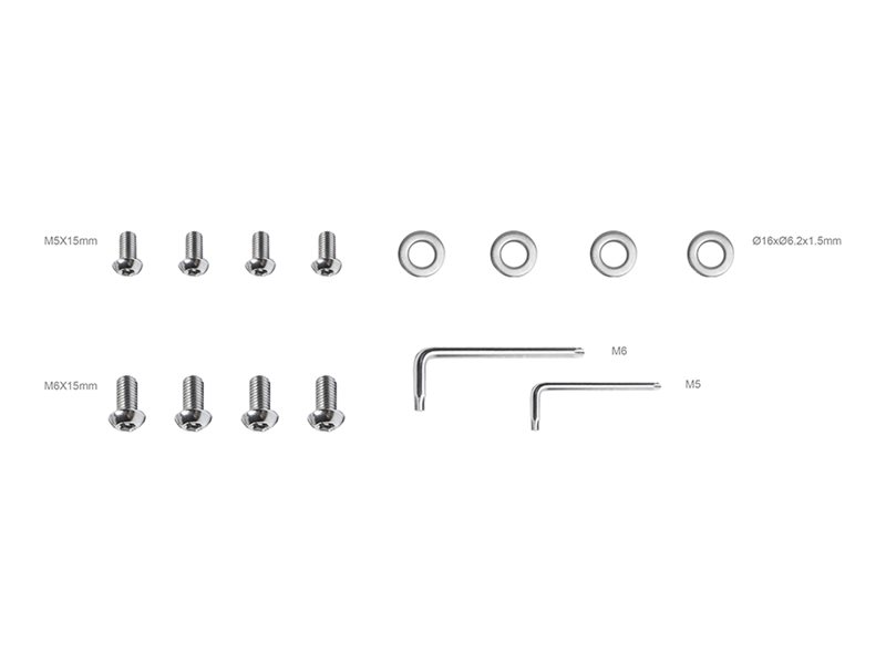 Multibrackets M Pro Series - Komponenter Til Montering (8 Mellemrumsstykker, 4 Tyverisikrede Skruer (M6 X15mm), 4 Tyverisikrede Skruer (M5 X15mm)) -