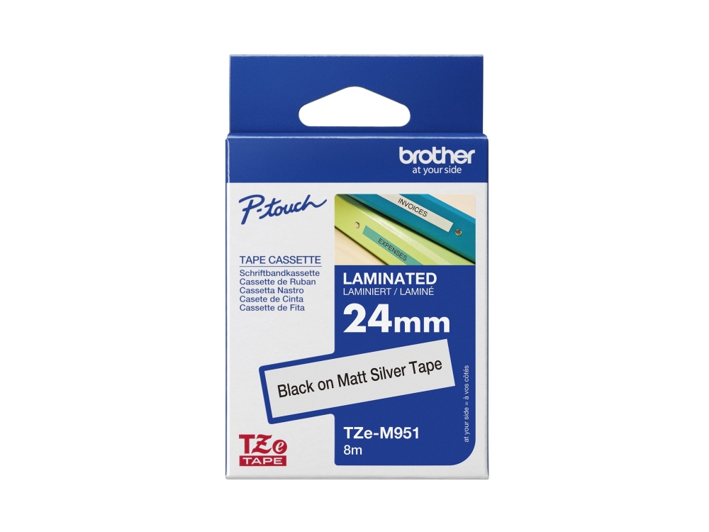 Brother Tze-M951 - Sort På Mat Søkv - Rulle (2,4 Cm X 8 M) 1 Kassette Lamineret Bånd - Für Brother Pt-D600 P-Touch Pt-D800, P900, P950 P-Touch Cub