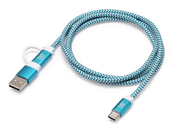 Arduino TPX00094 #####USB-C kaapeli Arduino [1x USB-C® - 2x USB-C®, USB-A] 1 m valkoinen, turkoosi