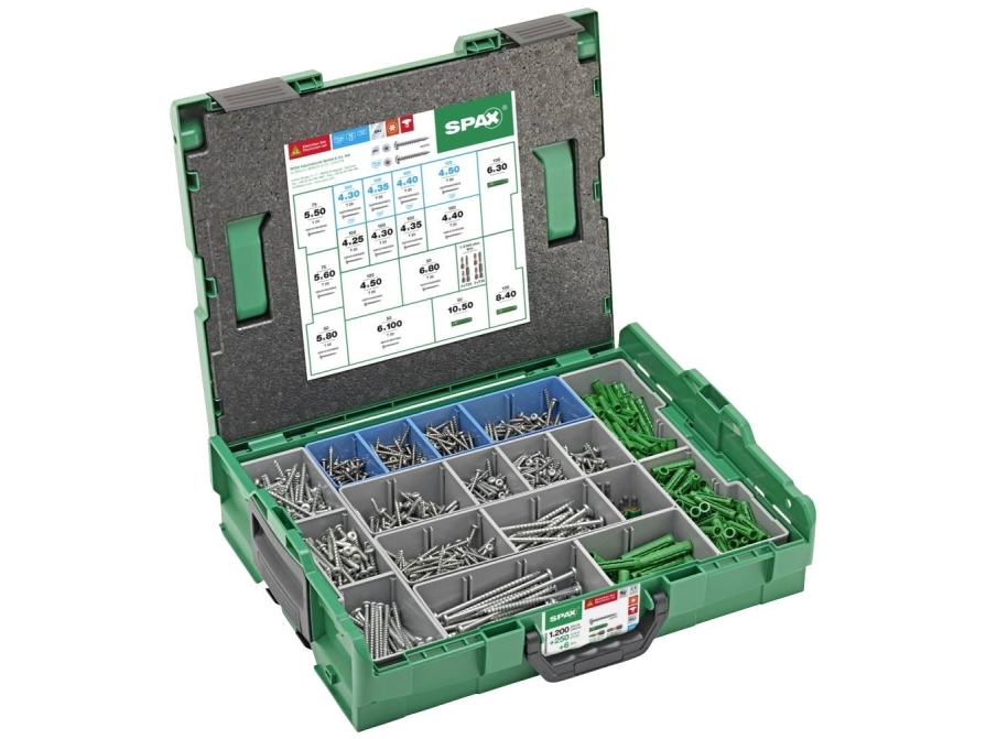 SPAX monikäyttöinen ruuvivalikoima L-BOXX sähköasentaja iso 5000009160319 (5000009160319)