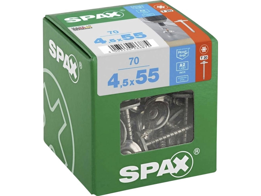 Spax 4577000450556 Spenglerschraube 4,5 Mm 55 Mm T-Star Plus Edelstahl A2 70 Stück