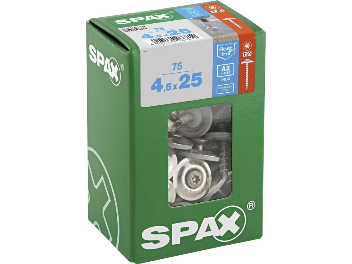 Spax Self Screw A2 4.5X25 75 Pcs