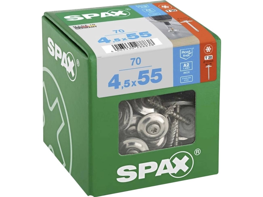 Spax 4587000450556 Spenglerschraube 4,5 Mm 55 Mm T-Star Plus Edelstahl A2 70 Stück