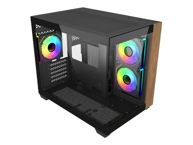 Cooler Master Elite 481 Wood, Mini Tower, Pc, Black, Itx, Micro Atx, Steel, Tempered Glass, Wood, Gaming