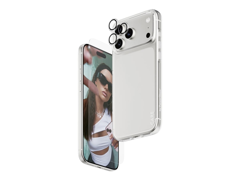 CARE by PanzerGlass - 3-in-1 Protection Combo Bundle - bagsidecover til mobiltelefon - polykarbonat, termoplastisk polyuretan (TPU) - klar - for Apple iPhone 17 Pro Max