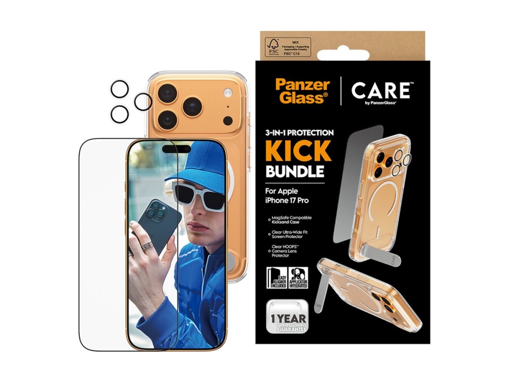 Panzerglass | Care By 3-In-1 Kick Set Iphone 17 Pro, Apple, Apple - Iphone 17 Pro, Trockene Anwendung, Kratzresistent, Schockresistent, Transpare