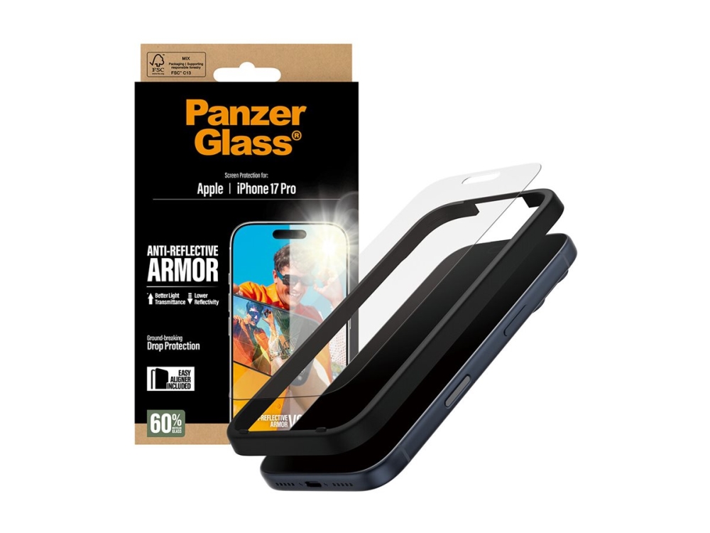 Panzerglass Anti-Reflective Armor Screen Protector Iphone 17 Pro W. Easyaligner, Apple, Apple - Iphone 17 Pro, Dry Application, Scratch Resistant,