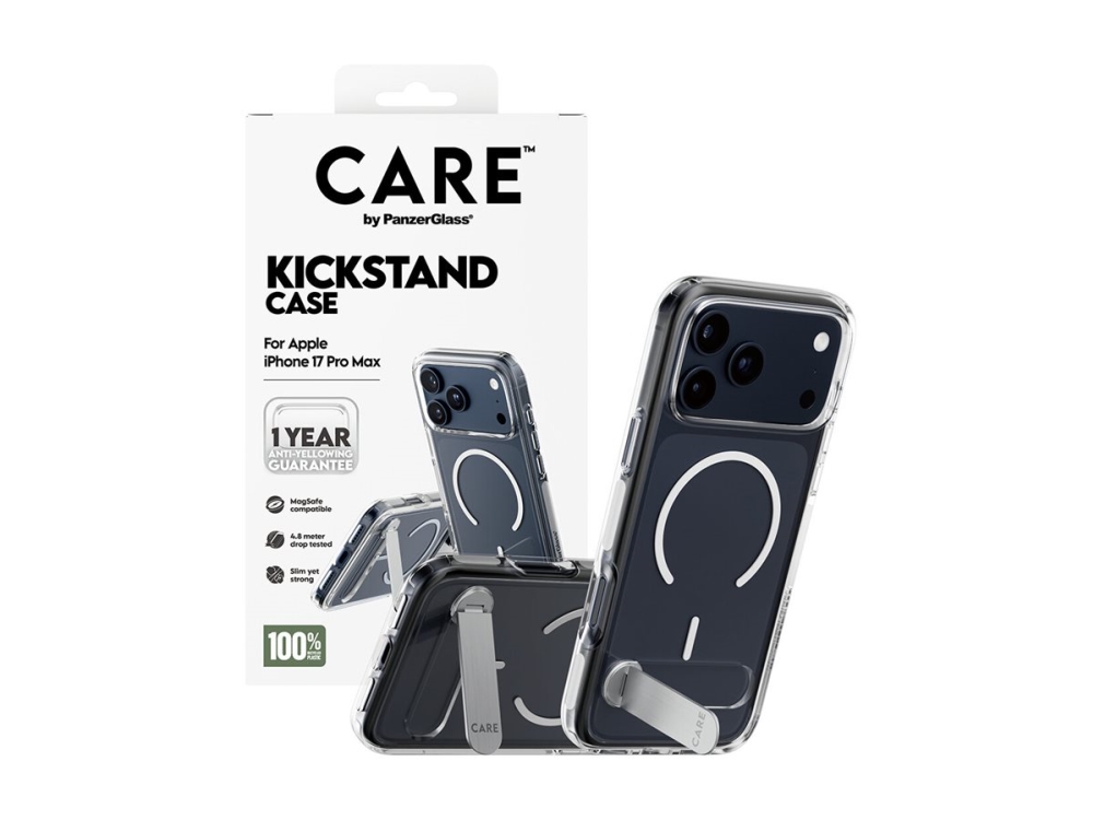 CARE by PanzerGlass Feature Case Transparent w. Kickstand & MagSafe iPhone 17 Pro Max