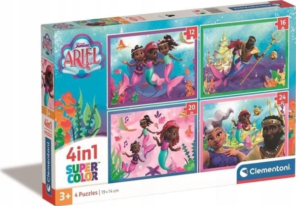 Puslespil 4-i-1 Disney Ariel, (12+16+20+24) brikker