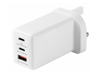 Estuff - Strømforsyningsadapter - 67 Watt - 1.5 A - Pd 3.0, Qc 3.0, Pd/Pps - 3 Output-Stikforbindelser (Usb, Usb-C) - Hvid - United Kingdom