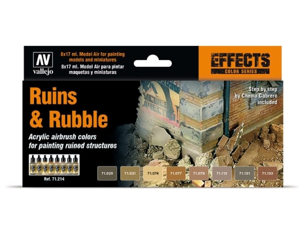 Vallejo 71.214 - Model Air - Effects - Ruins & Rubbles (8 x 17 ml)