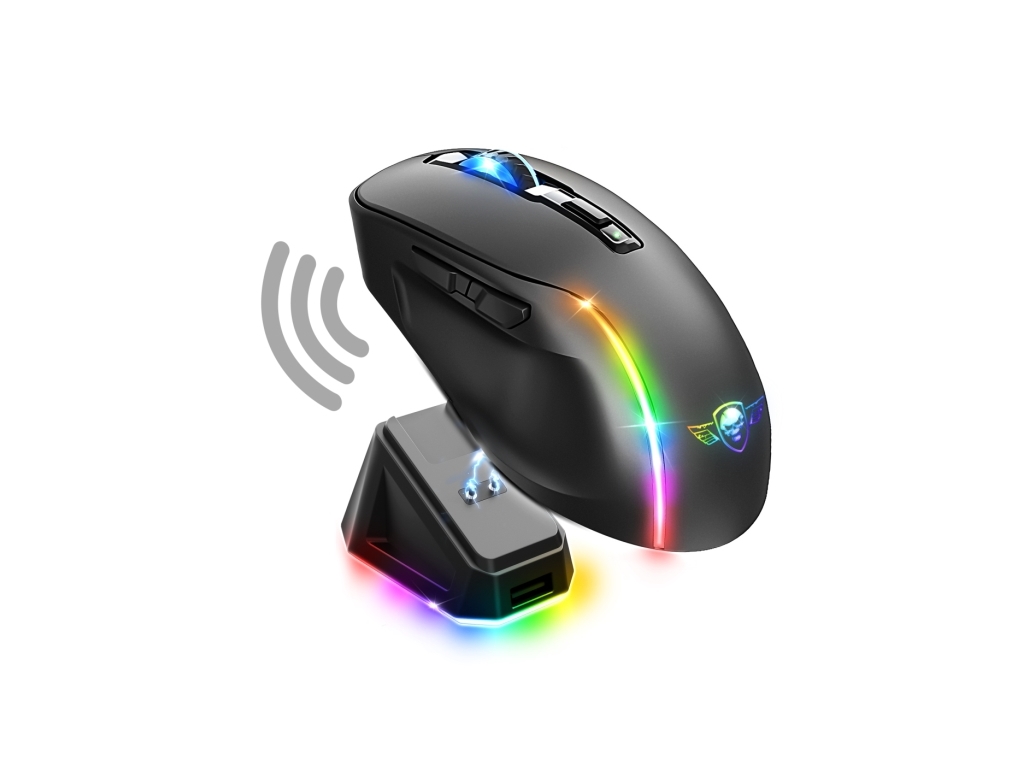 Spirit of Gamer S-EM50BK, Oikeakätinen, Optinen, RF Wireless + Bluetooth + USB Type-C, 8000 DPI, musta