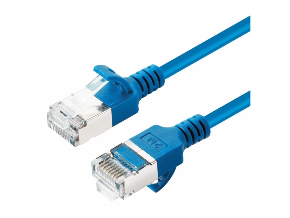 Microconnect - Netværkskabel - Rj-45 (Han) Til Rj-45 (Han) - 15 Cm - U/Ftp - Cat 6A - Halogenfri, Tynd - Blå