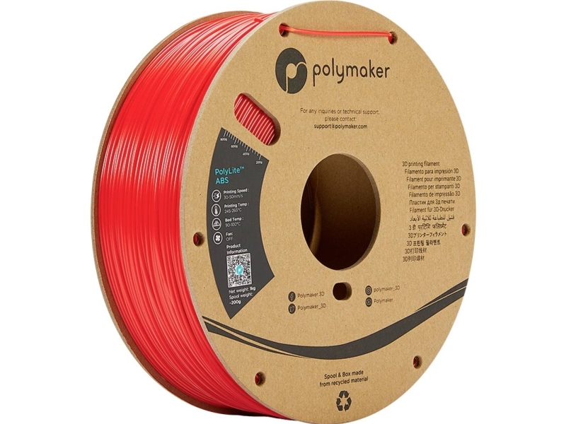 Plastikas Polymaker Polylite Abs - 1.75Mm - 1Kg - Raudonas