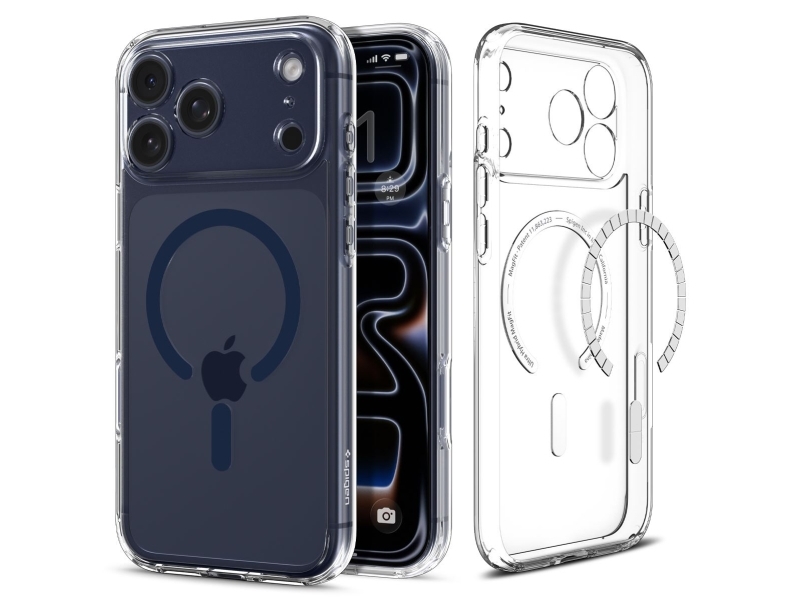 Spigen Ultra Hybrid (Mag Fit) Iphone 17 Pro Case Clear Deep Blue, Cover, Apple, Iphone 17 Pro, 16 Cm (6.3"), Dark Blue, Transparent