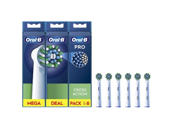 Oral-B | Replaceable Toothbrush Heads | Eb50rx-6 Cross Action Pro | Heads | For Adults | Number Of Brush Heads Included 6 | White