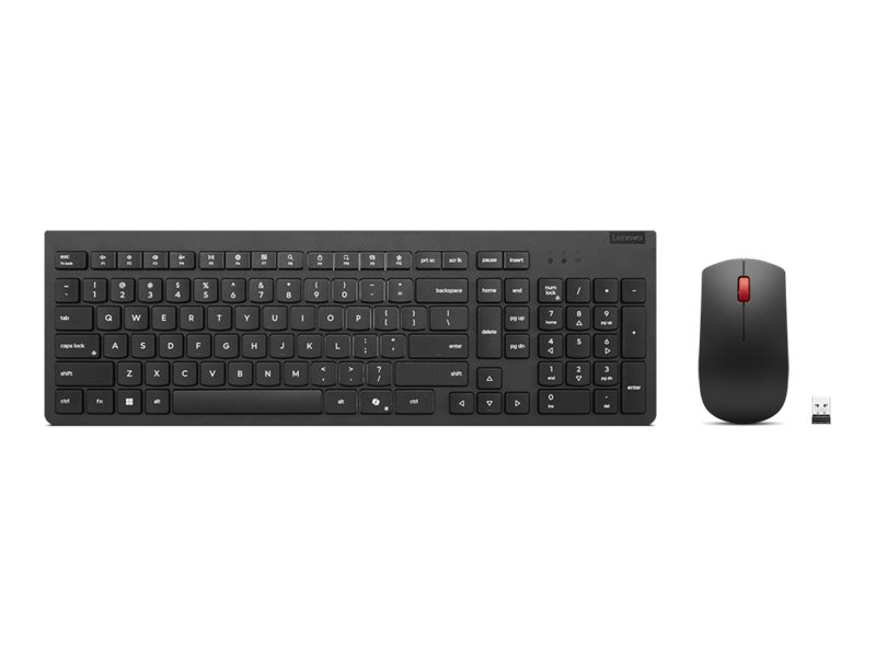 Lenovo Essential Wireless Combo Gen 2 - Sæt Med Mus Og Tastatur - Trådløs - 2.4 Ghz - Qwerty - Estisk - Sort - Brun Kasse