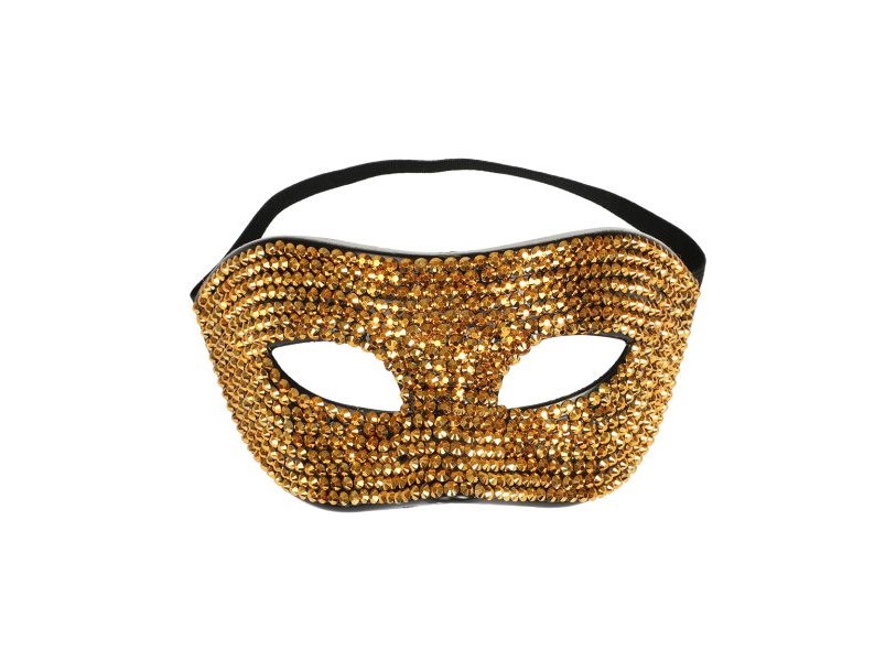 Goldfarbene Strass-Halbmaske