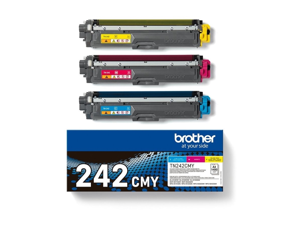 Brother Tn242cmy Value Pack - 3 Pakker - Gul, Cyan, Magenta - Original - Tonerpatron - For Brother Dcp-9017, Dcp-9022, Hl-3142, Hl-3152, Hl-3172, Mfc