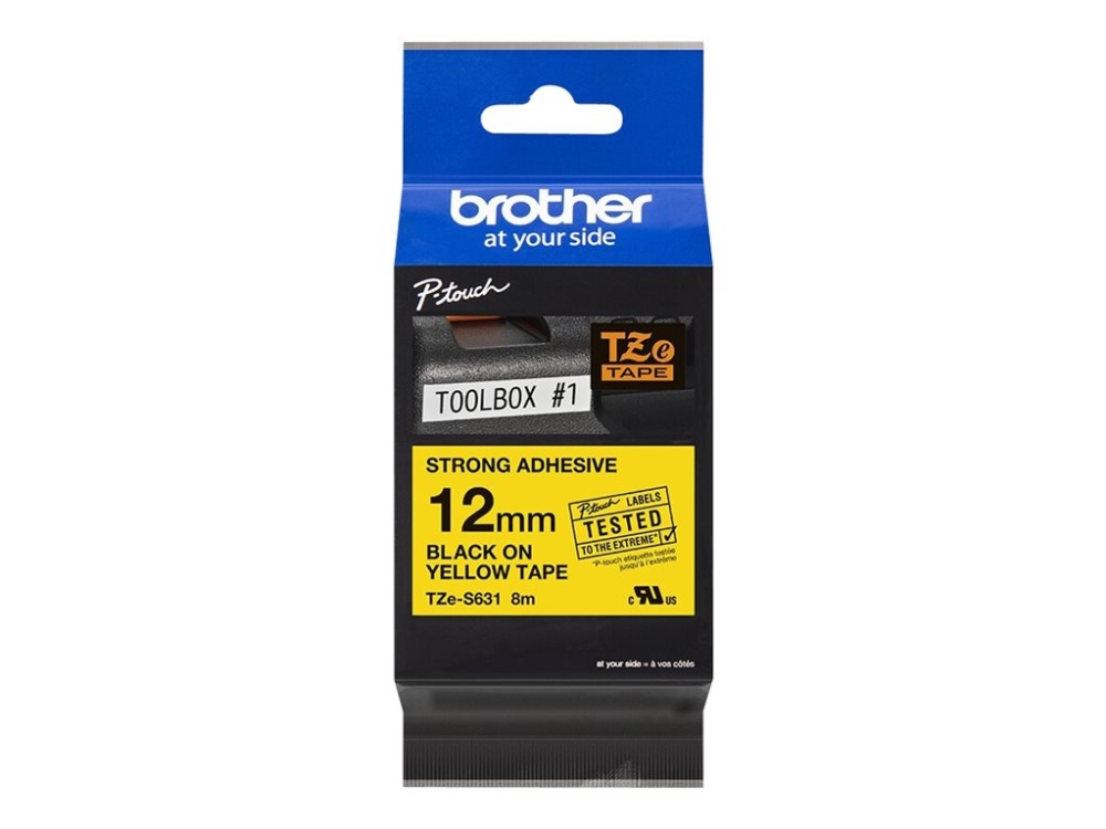 Brother Tze-S631 - Extra Starker Kleber - Schwarz Auf Gelb - Rolle (1,2 Cm X 8 M) 1 Kassette(N) Laminiertes Band - Für Brother Pt-D210, D600, H110 P-