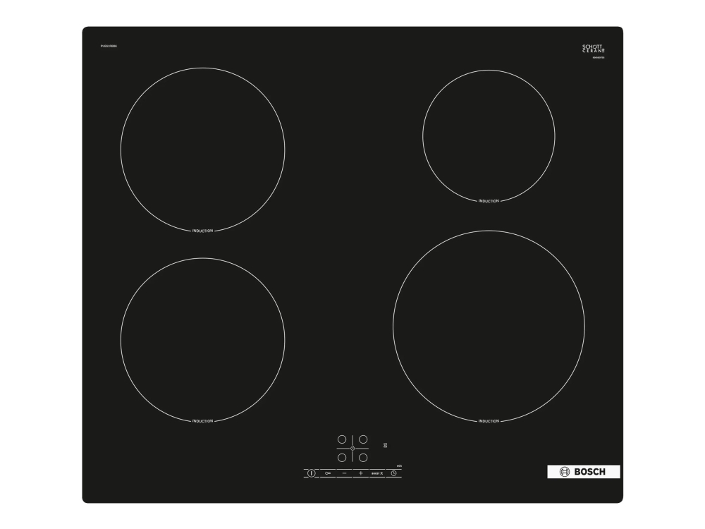 Bosch Serie | 4 Pue61rbb6e - Induktions Kogeplade - 4 Plader - Niche - Bredde: 56 Cm - Dybde: 49 Cm - Rammeløs - Sort