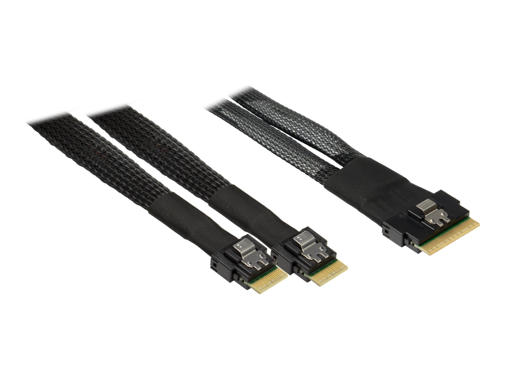 Inter-Tech - Sas Internt Kabel - Sas 24Gbit/S - 8I Slim Sas (Sff-8654) (Han) Til Sff-8654 4I (Han)