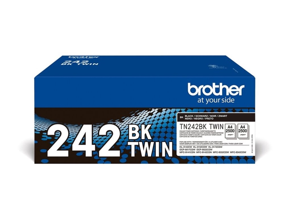 Brother Tn242 Bktwin - 2 Pakker - Sort - Original - Tonerpatron - For Brother Dcp-9017, Dcp-9022, Hl-3142, Hl-3152, Hl-3172, Mfc-9142, Mfc-9332, Mfc-