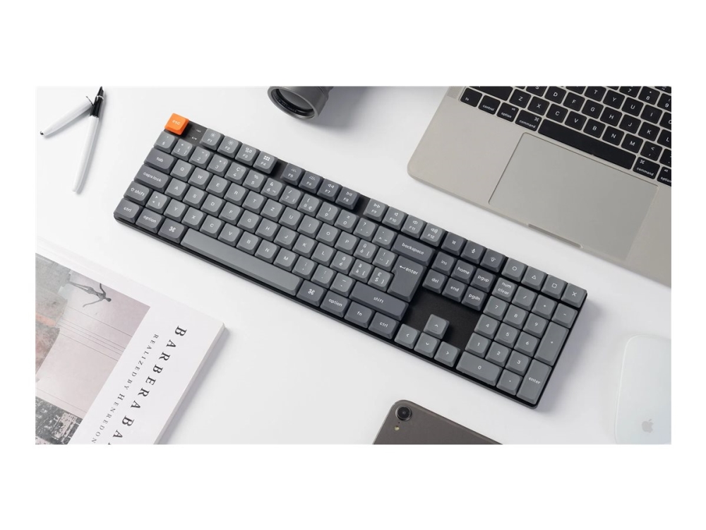 Keychron K5 MAX - Tangentbord - QMK, anpassad, mekanisk, ISO-layout samling - 100% - bakgrundsbelyst - trådlös - 2.4 GHz, Bluetooth 5.1, USB-C - QWERTY - Nordisk - tangentbrytare: Keychron Mechanical Brown | Datortillbehör - Möss & Tangentbord - Reservdelar | GameStuff