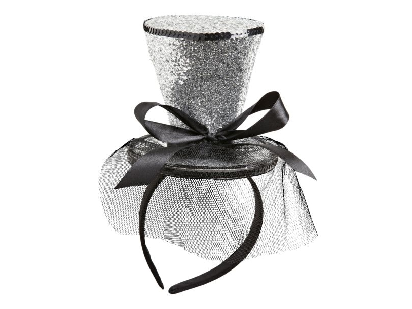 Silberner Glitzerhut Am Haarband
