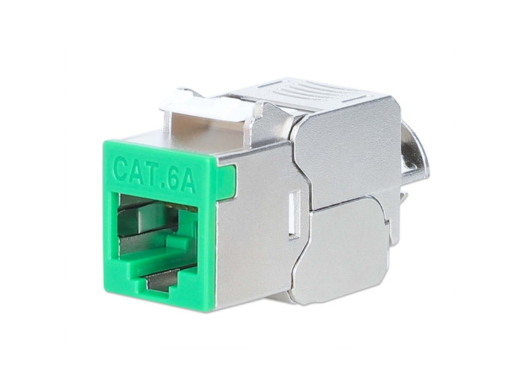 Intellinet 766623791335, Flad, Grøn, RJ-45, IDC, Hunstik, Guld