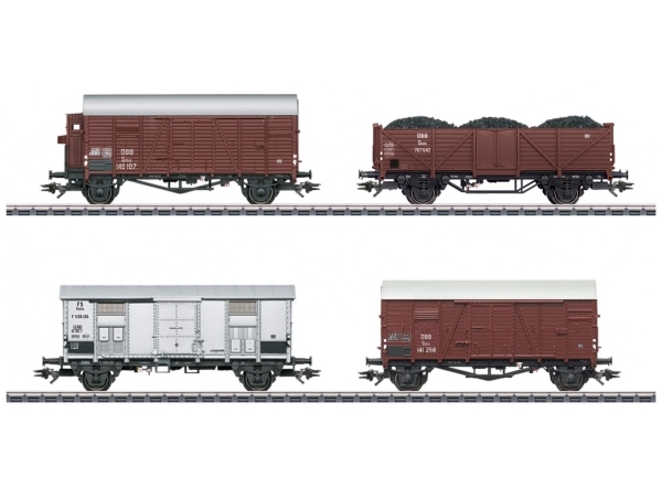 Märklin Freight Car Set For The Class 52 Steam Locomotive, Model Af Godsvogn Til Jernbaner, Monteringssæt, Ho (1:87), 4 Different Design Austrian Fed