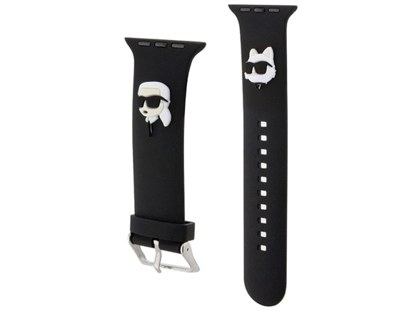 Karl Lagerfeld Urrem Klawlslkcnk Til Apple Watch 42/44/45/49 Mm Sort Strap 3D Gummihoveder Karl&Choupette