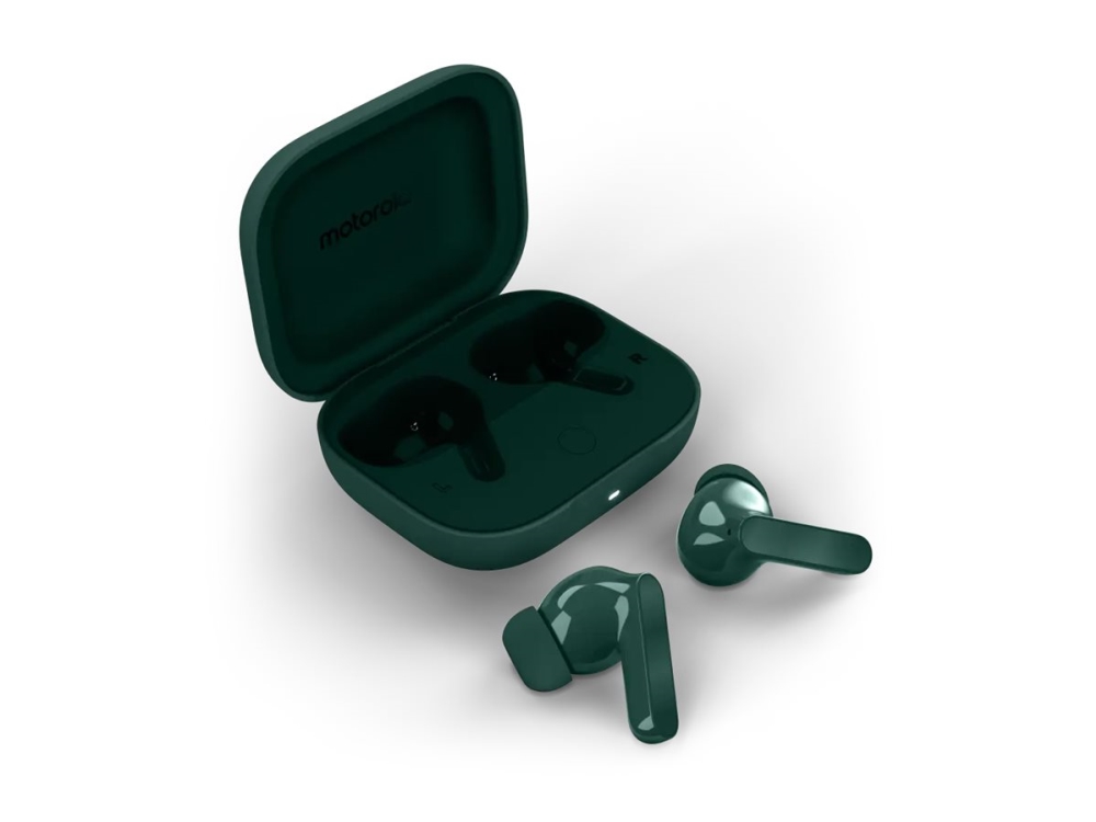 Motorola Moto Buds Bass - Ægte Trådløse Øretelefoner Med Mik. - I Øret - Bluetooth - Aktiv Støjfjerning - Pantone Posy Green