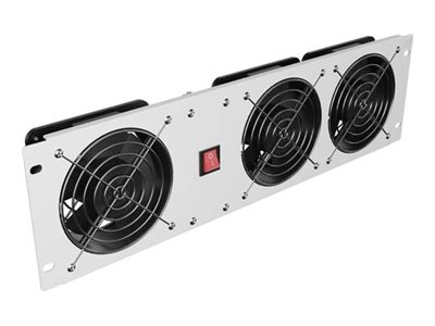 Lanberg - Stativblæserpanel (Lodret) - Med Tre Blæsere - Ac 230 V - Ral7035, Grå - 3U - 19"