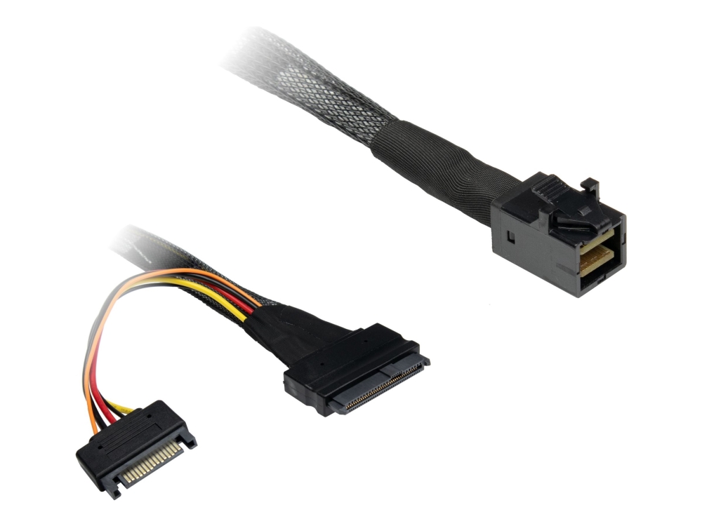 Inter-Tech - Sas Internt Kabel - Sas 24Gbit/S - Sff-8643 Til Sata Strøm, U.2 (Sff-8639) - 75 Cm