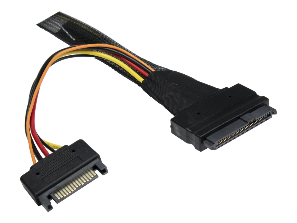 Inter-Tech - Sas Internt Kabel - Sas 32Gbit/S - Oculink (Sff-8611) Til Sata Strøm, U.2 (Sff-8639) - 75 Cm