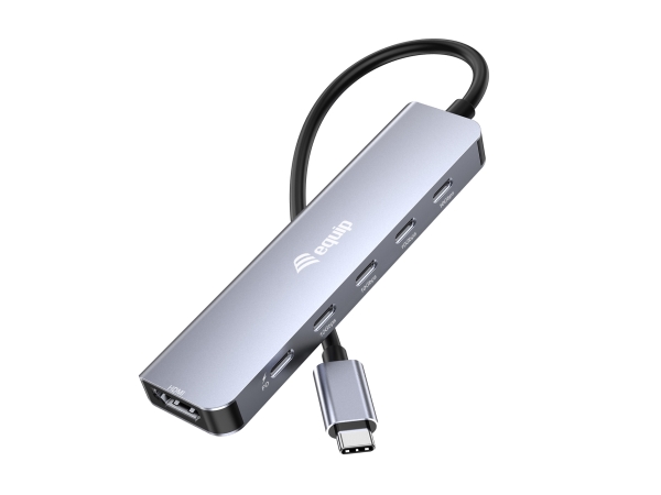 Equip Adapter Usb-C-&Gthdmi/3Xusb-C/Usb Pd 4K/ 60Hz 0.25M Aluminium.