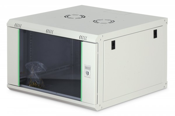 Digitus Einteiliger Netzwerkschrank Dynamic 19" 7U, 600X600, Glastür, Grau, Unmontiert, 60Kg