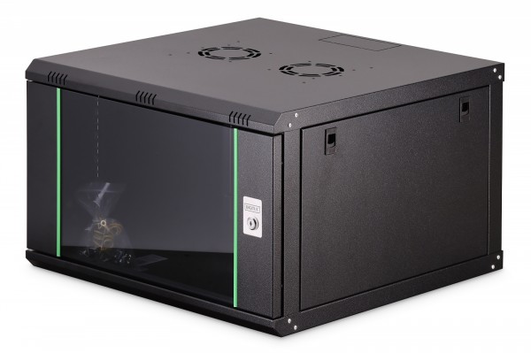 Digitus Einteiliger Netzwerkschrank Dynamic 19" 7U, 600X600, Glastür, Schwarz, Nicht Klappbar, 60Kg