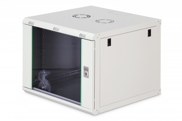 Digitus Einteiliger Netzwerkschrank Dynamic 19" 9U, 600X600, Glastür, Grau, Unmontiert, 60Kg
