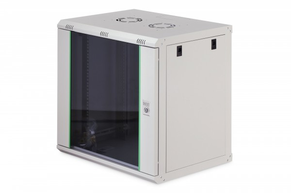 Digitus Einteiliger Netzwerkschrank Dynamic 19" 12U, 600X450, Glastür, Grau, Unmontiert, 60Kg