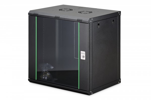 Digitus Einteiliger Netzwerkschrank Digitus Dynamic 19" 12He, 600X450, Glastür, Schwarz, Nicht Klappbar, 60Kg
